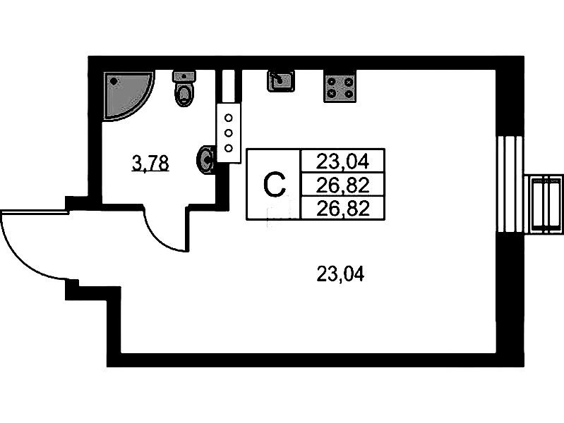Квартира студия 26.9 м², 4/10 эт., ЖК «VEREN NEXT Шуваловский»